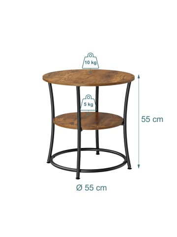 relaxdays Beistelltisch in Dunkelbraun/ Schwarz - (H)55 x Ø 55 cm