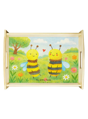 Mr. & Mrs. Panda Holz Tablett Biene Verliebt Design ohne Spruch in Weiß