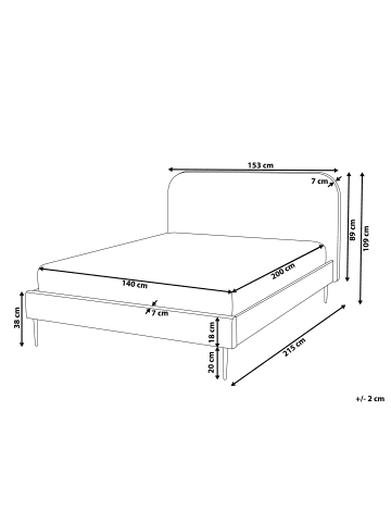 Beliani Doppelbett FLAYAT in Grau/Schwarz - (W) 153 x (H) 109 x (L) 215 cm