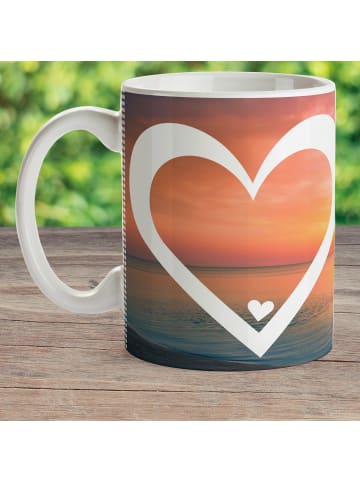 Mr. & Mrs. Panda Haferl Herz ohne Spruch in Sonnenuntergang