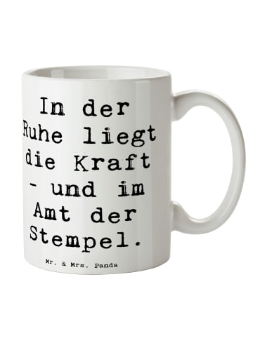 Mr. & Mrs. Panda Kaffeebecher Spruch Beamtin Kraft mit Spruch in Weiß
