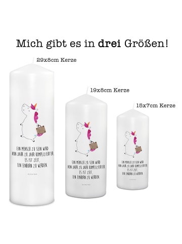 Mr. & Mrs. Panda Kerze Einhorn Koffer mit Spruch in Weiß