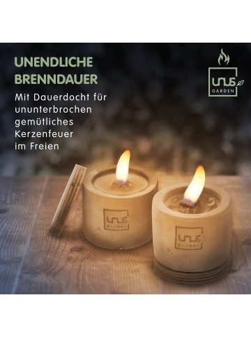 UNUS Outdoorkerze Kerzen quaderförmig 2er Set handgemacht in Grau