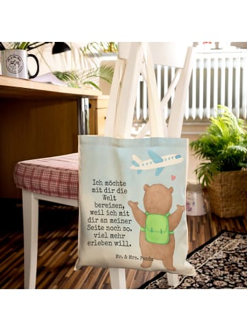 Mr. & Mrs. Panda shopping bag Bär Flugzeug Design mit Spruch in Weiß
