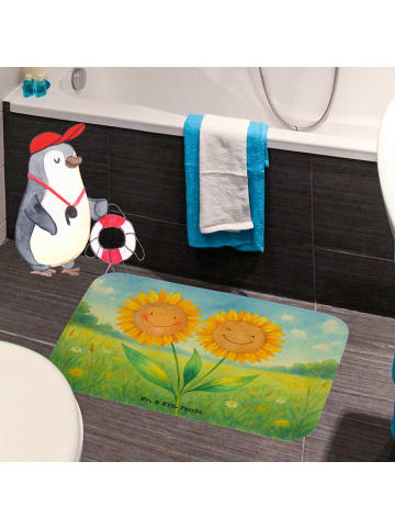 Mr. & Mrs. Panda Badezimmerteppich Blume Sonnenblume Design ohne... in Weiß