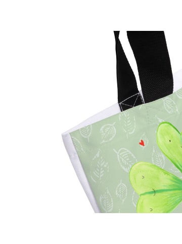 Mr. & Mrs. Panda Schultertasche Blume Kleeblatt mit Spruch in Blattgrün