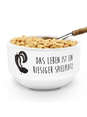 Mr. & Mrs. Panda Schüssel Stinktier Handstand mit Spruch in Weiß