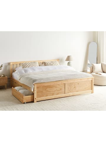 Beliani 3-tlg Doppelbett OLENDON in Braun