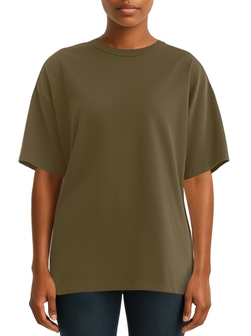 Reichstadt Reichstadt Regular Fit T-Shirt Damen Shoulder Drop 25RSW071 Khaki XL