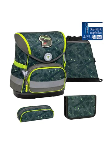 Belmil 4tlg-Set: Schulranzen T-rex Roar in grün – (H)37 x (B) 30 x (T) 19 cm