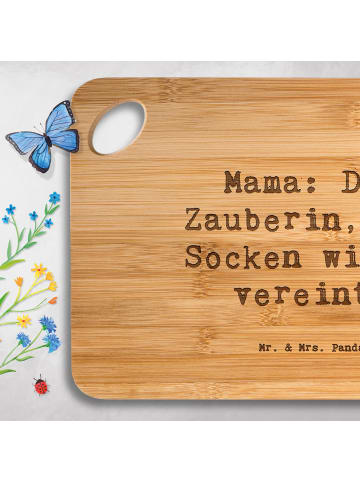 Mr. & Mrs. Panda Holzbrett Spruch Mama Zauberin mit Spruch in Braun