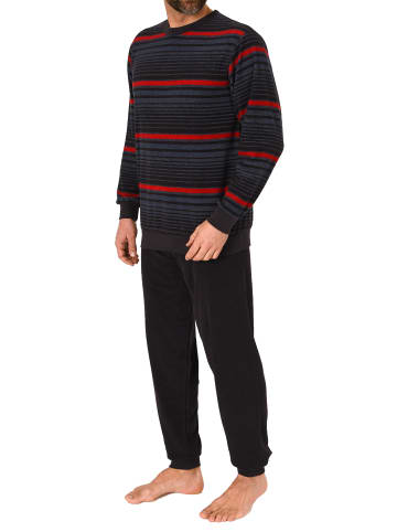 NORMANN Frottee Schlafanzug langarm Pyjama Bündchen - 75528 in rot