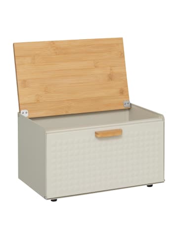5five Simply Smart Brotkasten aus Metall SENSIA mit Bambusdeckel in Beige, 20,8 x 23,5 x 35,5 cm