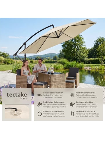 tectake Sonnenschirm mit Doppeldach, inkl. Schutzhülle | 3 x 3 m