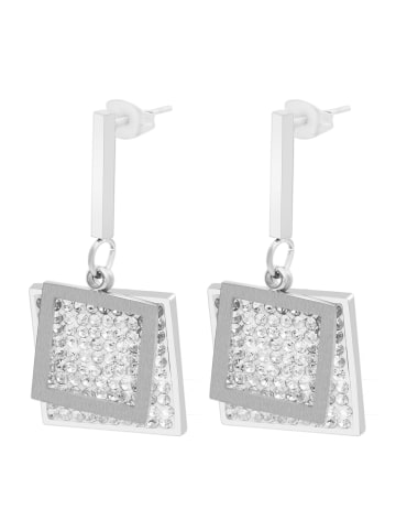 Adeliás Damen Ohrringe – Ohrstecker aus Edelstahl mit Strass Steinchen in silber