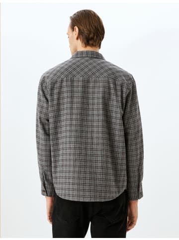 KOTON Shirt in Anthrazit Kariert