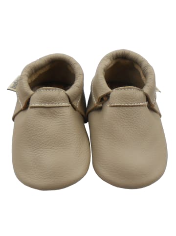 Mepiq Baby Leder-Krabbelschuhe in Hellbraun
