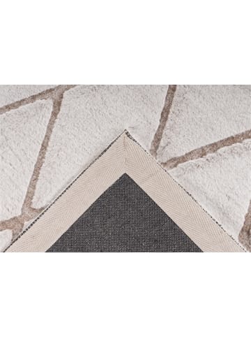 Kayoom Wohnzimmer Teppich – Hochflorteppich Vivica 225 in weiß - taupe - rechteckig