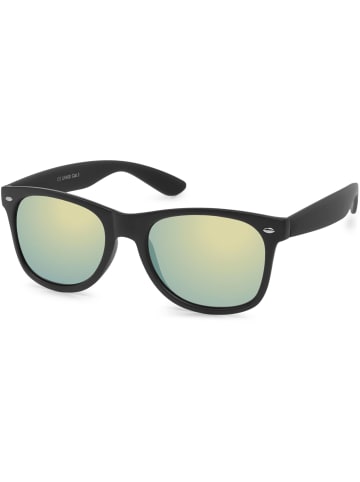 styleBREAKER Nerd Sonnenbrille in Schwarz matt / Gelb