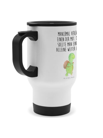 Mr. & Mrs. Panda Kaffee-Thermobecher Schildkröte Wanderer mit Sp... in Weiß