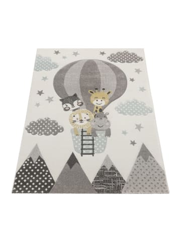 KADIMA DESIGN Kinderteppich Ballon mit Tieren Kinderzimmer in Creme