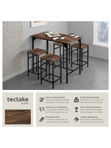 tectake Bartisch-Set Edinburgh mit höhenverstellbaren Kunststofffüßen, Industrial Holz d