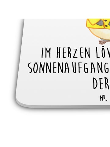 Mr. & Mrs. Panda Glasuntersetzer Löwe Astrologie mit Spruch in Weiß