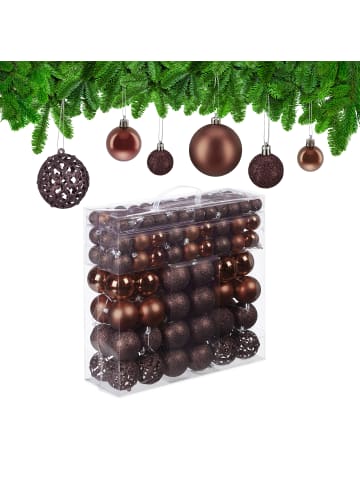 relaxdays 150-tlg. Weihnachtskugeln Set in Braun