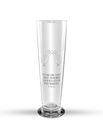 Mr. & Mrs. Panda Bierglas graviert Pinguin Liebe mit Spruch in Transparent