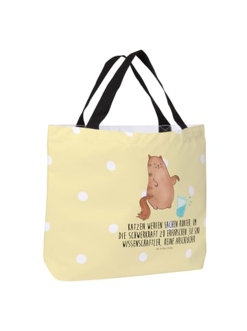 Mr. & Mrs. Panda Shopper Katze Wasserglas mit Spruch in Gelb Pastell