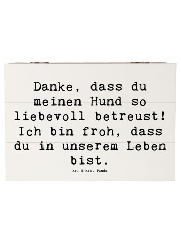Mr. & Mrs. Panda Holzkiste Spruch Danke Hundesitter mit Spruch in Weiß