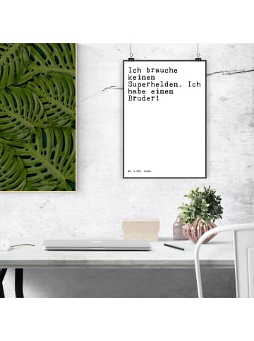 Mr. & Mrs. Panda Bild Ich brauche keinen Superhelden.... mit Spruch in Weiß