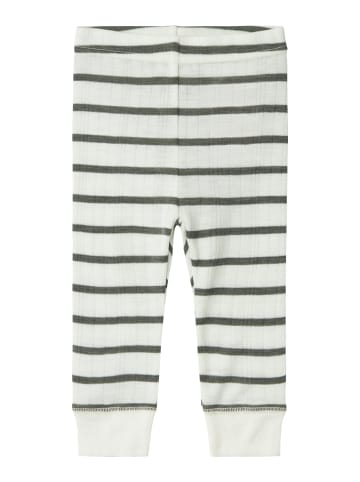 name it Woll-Leggings NBMWANG WOOL NEEDLE LONG in snow white/stripesmulled basil