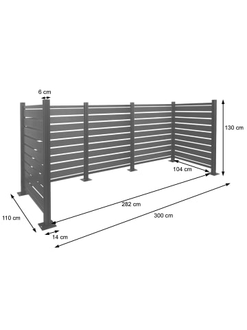 MCW Alu Mülltonnen-Zaun K57 erweiterbar, Hellbraun