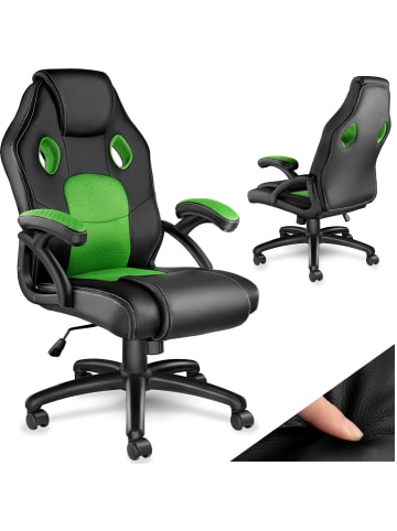 tectake Bürostuhl, ergonomische Form, Kunstlederbezug mit Mesh-Gewebe
