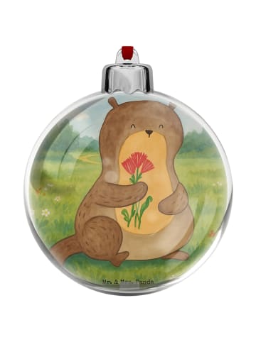 Mr. & Mrs. Panda Plastik-Weihnachtskugel Otter Blumenstrauß Desi... in Weiß