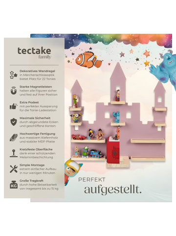tectake Wandregal MyLittleStory Princess Castle 59 x 15,5 x 58 cm, unsichtbare Aufhängun