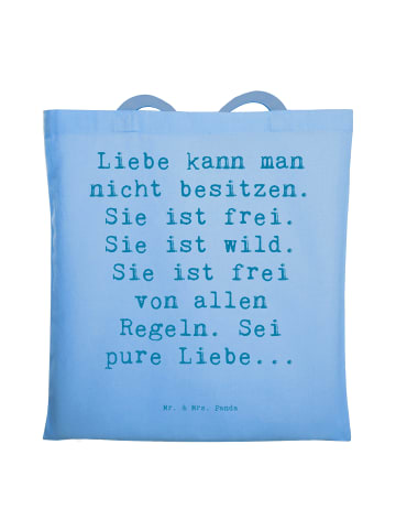Mr. & Mrs. Panda Schultertasche Spruch Liebe und Freiheit mit Sp... in Sky Blue
