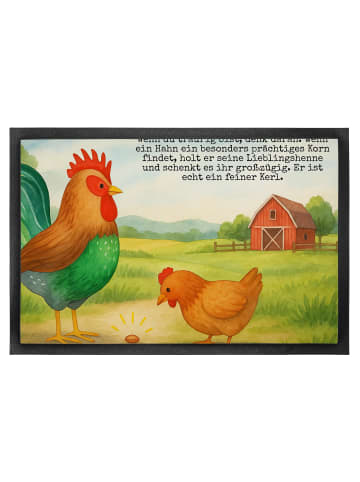 Mr. & Mrs. Panda Schmutzmatte Hahn Korn Design mit Spruch in Weiß