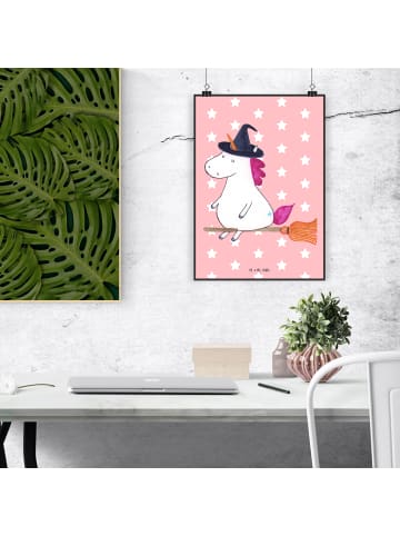 Mr. & Mrs. Panda Bild Einhorn Hexe ohne Spruch in Rot Pastell