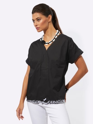 creation L Baumwollbluse in schwarz