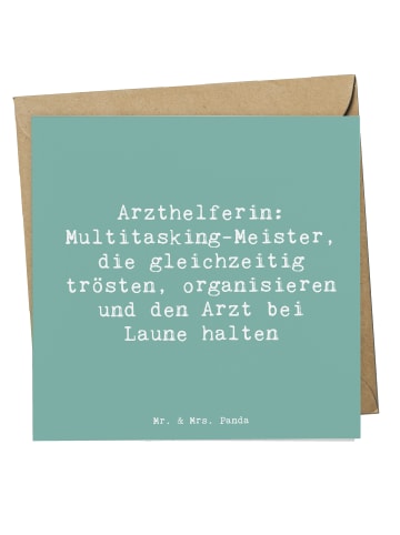 Mr. & Mrs. Panda Deluxe Karte Spruch Arzthelferin Meister mit Sp... in Meeresbrise