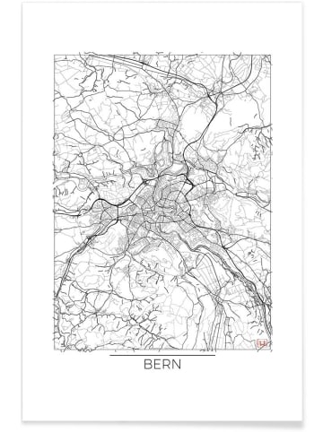 Juniqe Poster "Bern Minimal" in Schwarz & Weiß