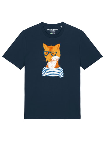 wat? Apparel T-Shirt Fuchs in Dunkelblau