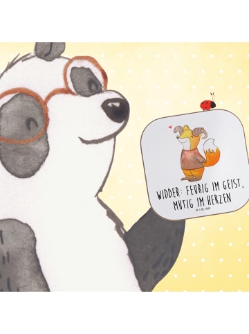 Mr. & Mrs. Panda Bierdeckel Widder Astologie mit Spruch in Weiß