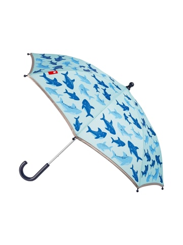 Sigikid Regenschirm Hai Kinderschirm, 75 cm in blau