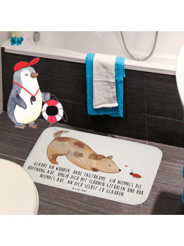 Mr. & Mrs. Panda Badematte Hund Marienkäfer mit Spruch in Weiß