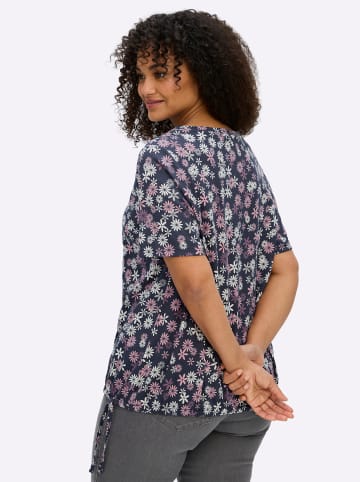 sheego Shirt in tiefblau-champagner-bedruckt