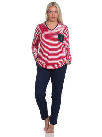 NORMANN Schlafanzug Streifen und Leuchtturm - 78699 in rot