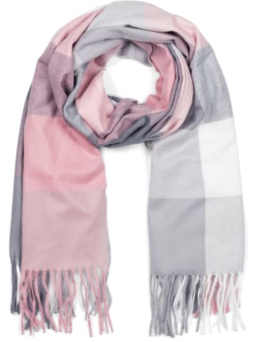 styleBREAKER Schal in Rosa-Grau-Weiß